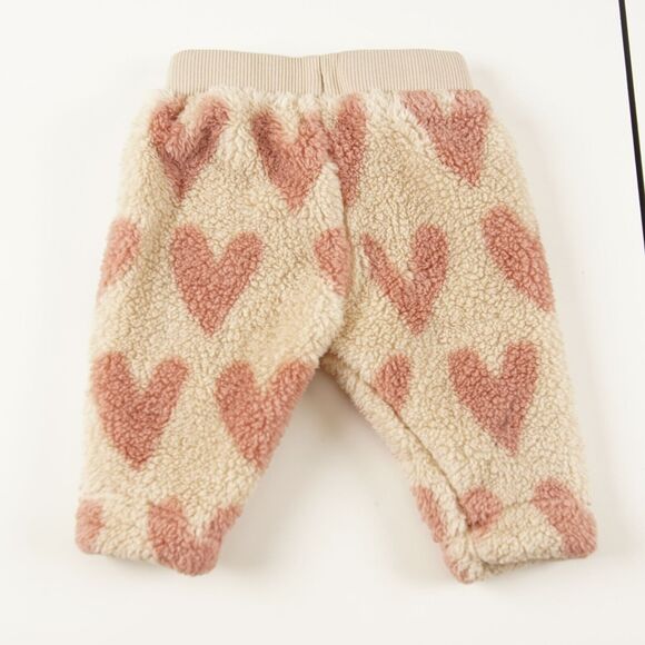 Hanna Andersson Cream and Pink Heart Fleece Pants - Picture 2 of 4